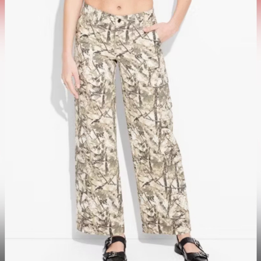 Women's camo Print Wide-Leg cargo Pants